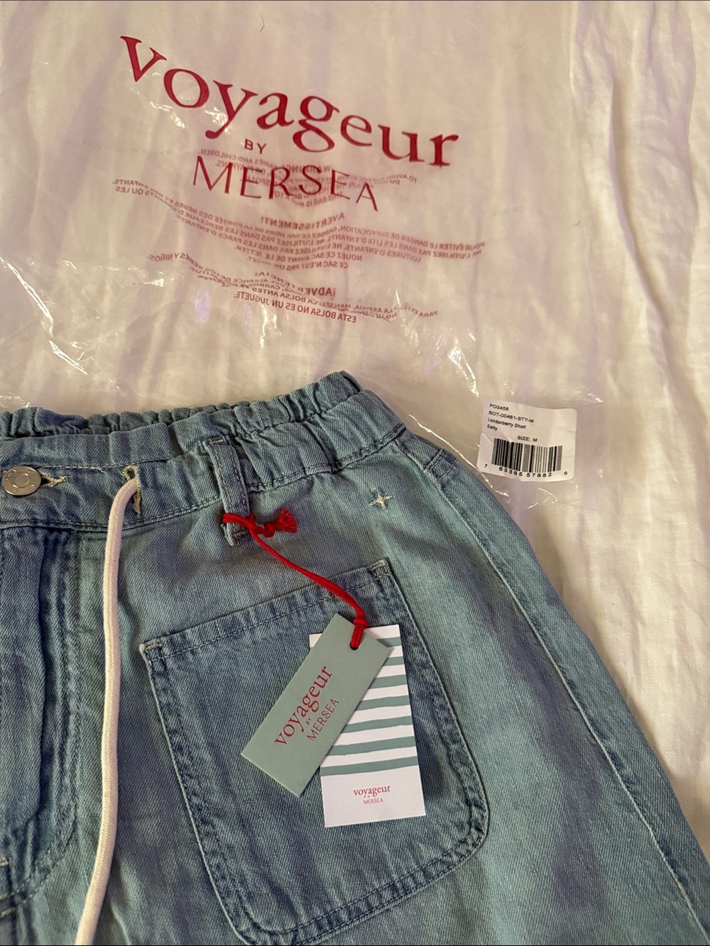 Voyageur Londonberry High-Waist Linen-Denim Shorts in Light Blue - Picture 5 of 10